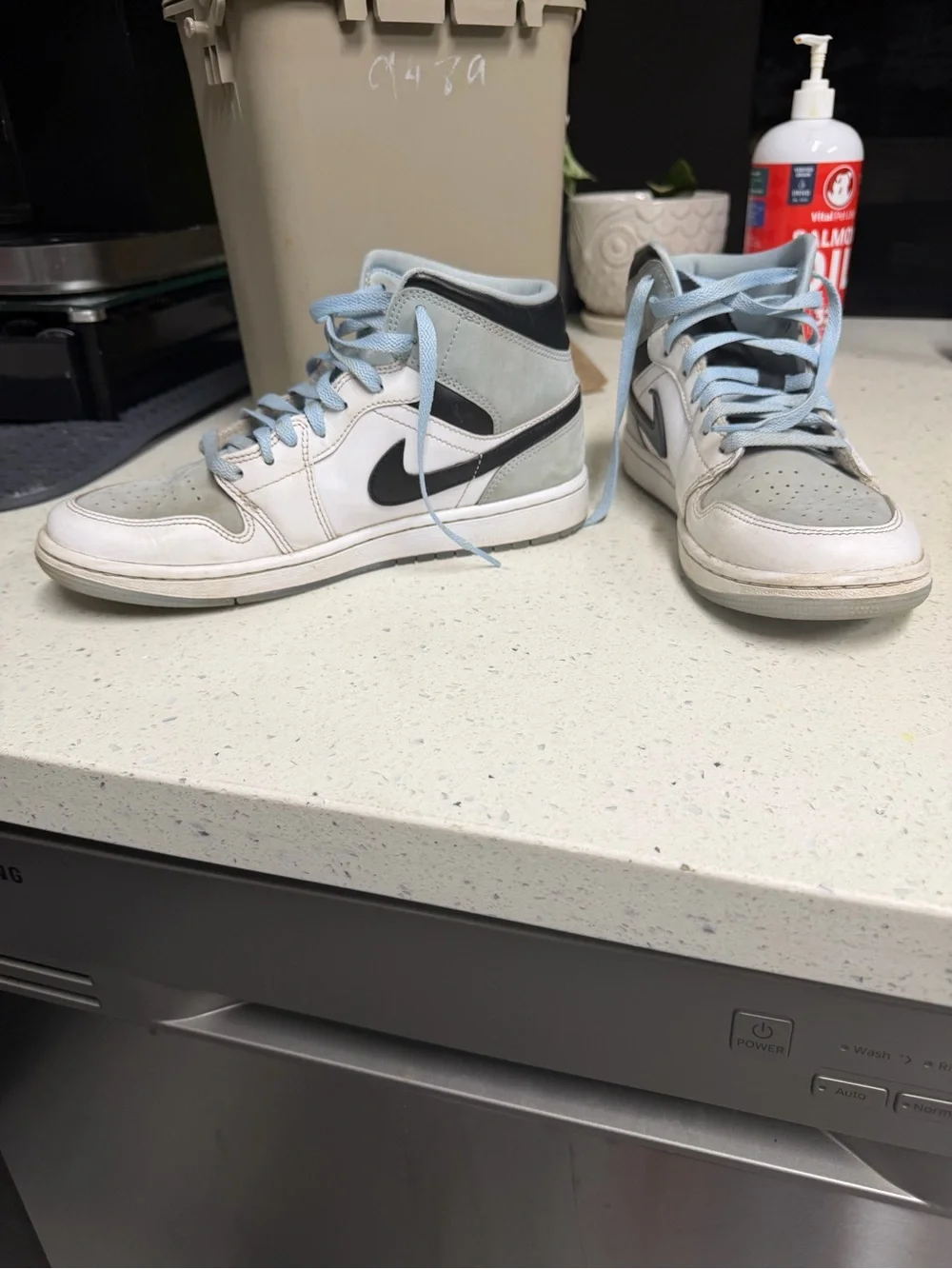 Jordan Kids' High-Top Sneakers in Light Blue, White, and Black